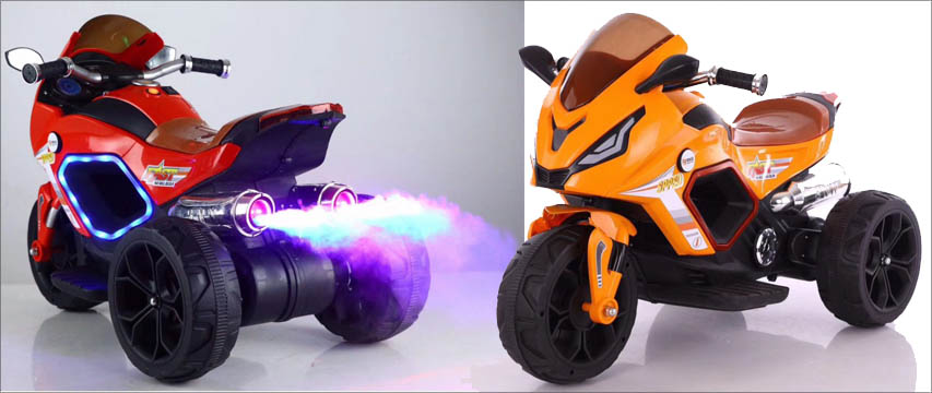 Kul elektrisk motorsykkel med lys og røyk