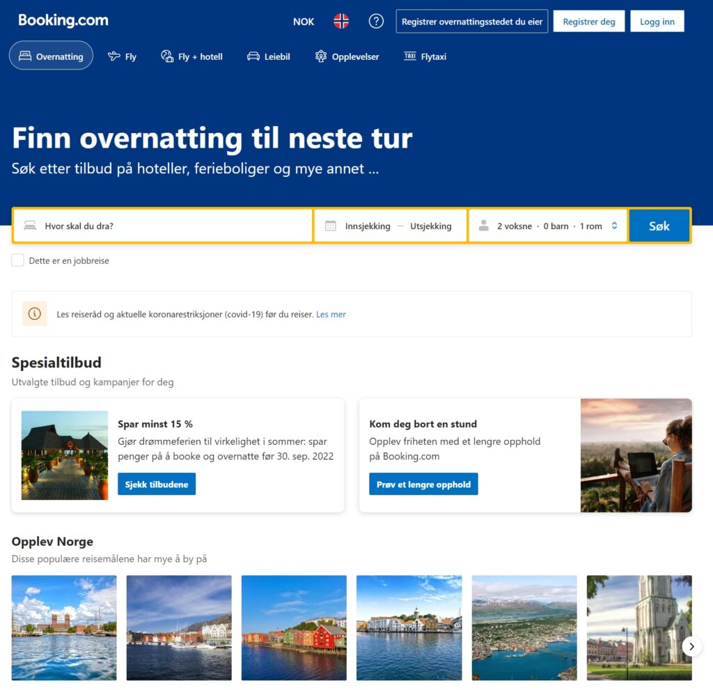 Booking.com nettreisebyrå